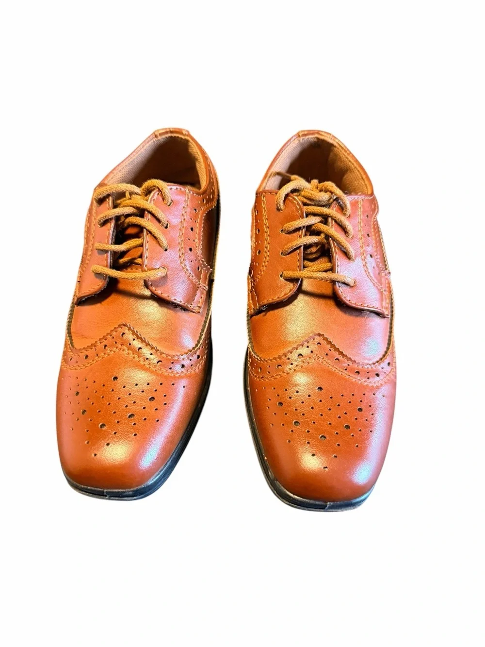 Kids Deer Stags Wingtip Oxford Dress Shoes-Luggage Color Size 12M